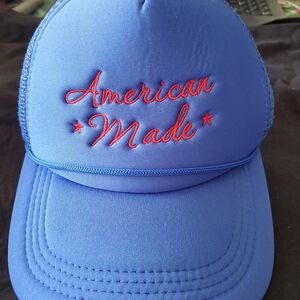 Blue Cap with Red Embroidery